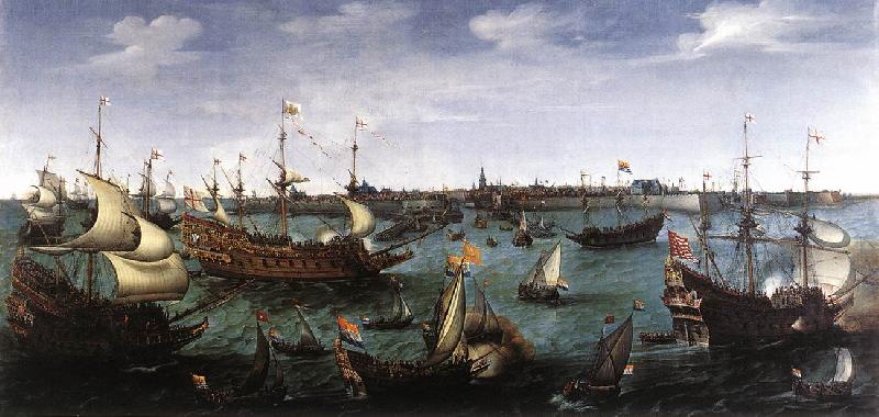 VROOM, Hendrick Cornelisz. The Arrival at Vlissingen of the Elector Palatinate Frederick V wr